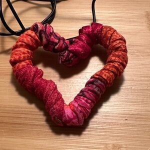 Handmade Heart-Shaped Fabric necklace by Ficklesticks!